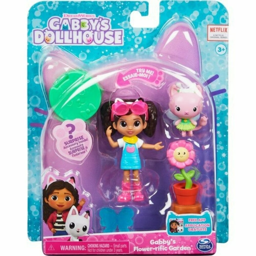 Gabbys Dollhouse Flower-rific Garden Mini Playset With Figures 6 Piece Set